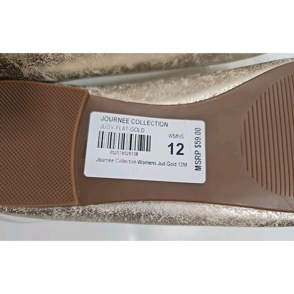 Journee Collection ~Woman Size 12M~ Judy Ruffled Ballet Flats Old Gold NWOB. - Picture 13 of 14